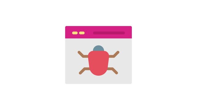 A bug icon displayed on a computer screen, indicating a software issue or error.