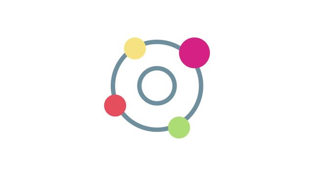 A central circle containing four smaller colorful circles arranged evenly around it.