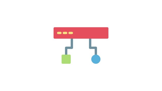 Blue and green network switch icon representing connectivity and data transfer.