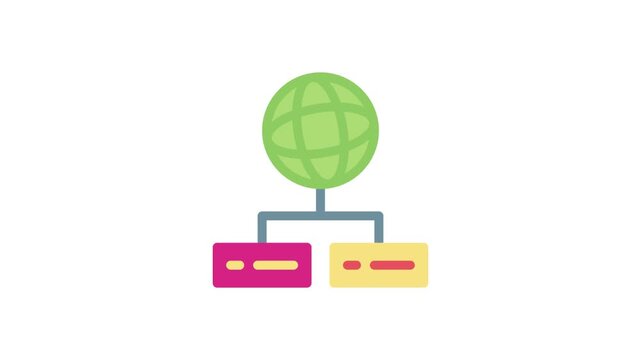 A green globe with two servers positioned on top, symbolizing global connectivity and technology.