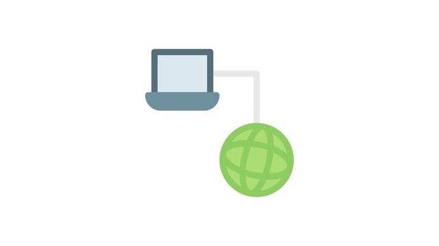 A laptop connected to a green globe, symbolizing global connectivity and environmental awareness.