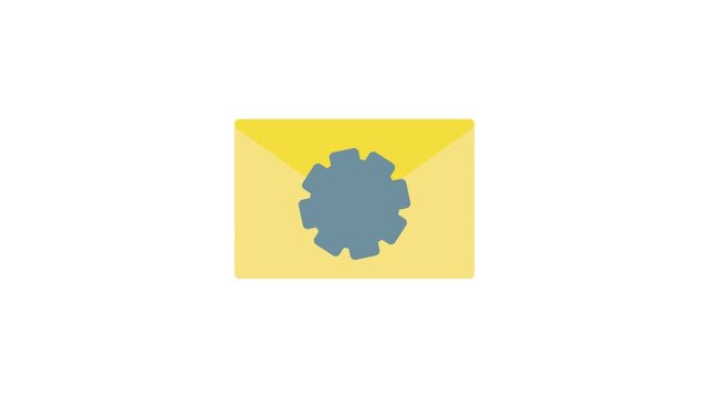 A yellow envelope featuring a gear wheel design, symbolizing engineering or mechanical themes.