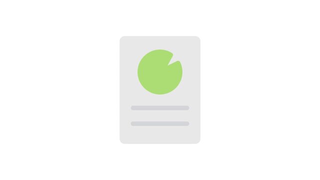 Green pie chart icon on a white background, representing data distribution visually.