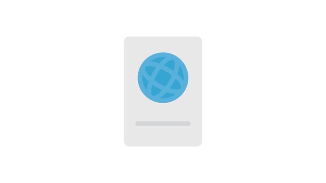 Blue globe icon centered on a white background, symbolizing global connectivity and geography.