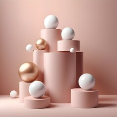 Abstract minimal wall scene mockup products display, Stage showcase