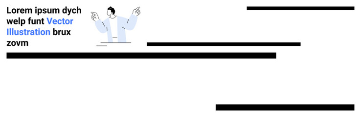 Template design, educational material, technology , web layout, advertising spaces, editorial design. Person pointing with text and black lines. Template design and educational material concept