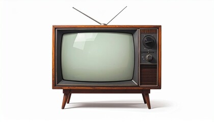 Vintage Mid-Century Television Set with Wooden Casing  