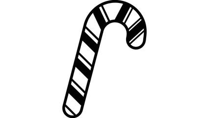 Classic candy cane illustrated in bold line style, perfect for Christmas decorations and holiday graphics.
