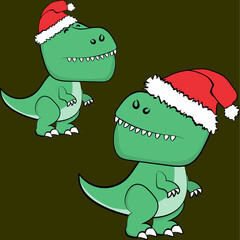 rex character cartoon with claus hat pack collection in vector art