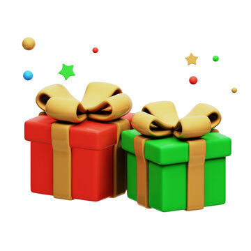 Holiday Gift 3D Rendering Illustration With Transparent Background