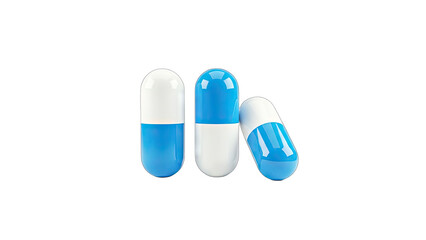 Blue and White Capsules on White Background