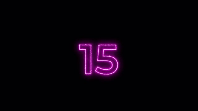 Vibrant pink neon 20 second countdown graphic featuring the number fifteen on a stark black background, ideal for dynamic intros and event timers
