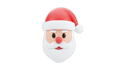 3D Santa Claus Face on White Background