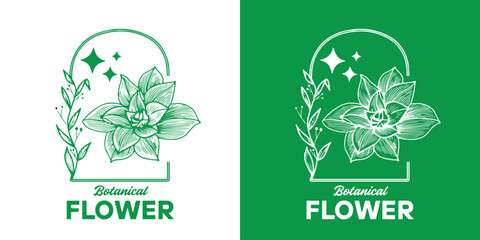 Elegant Botanical Flower Outline Emblem