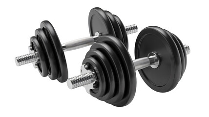 Pair of adjustable black weight dumbbells with chrome handles on a solid for fitness