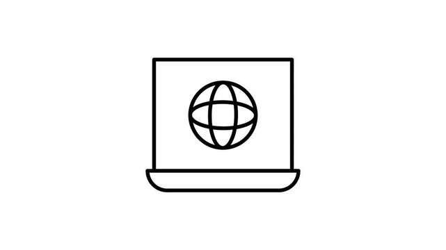  A laptop displaying a green globe icon, symbolizing global connectivity and environmental awareness.