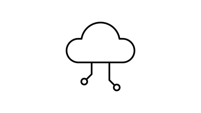 Cloud icon with two wires connected, symbolizing data transfer or cloud connectivity.