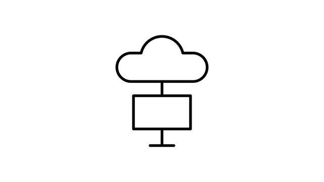 A computer with a fluffy cloud hovering above it, symbolizing cloud computing and digital storage.