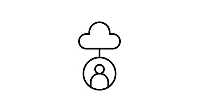 Cloud icon featuring a person in the center, symbolizing connectivity or cloud-based services.