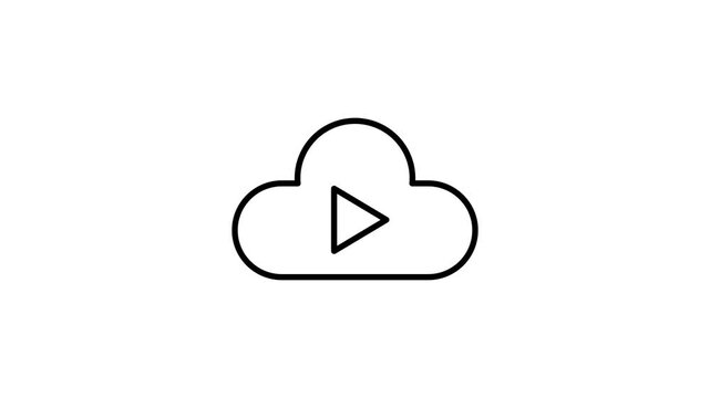  A play button icon positioned inside a fluffy cloud, symbolizing streaming or online media.