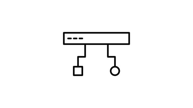 Blue and green network switch icon representing connectivity and data transfer.
