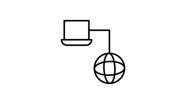 A laptop connected to a green globe, symbolizing global connectivity and environmental awareness.