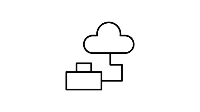  A cloud and a suitcase are plugged into a power outlet, symbolizing travel and connectivity.