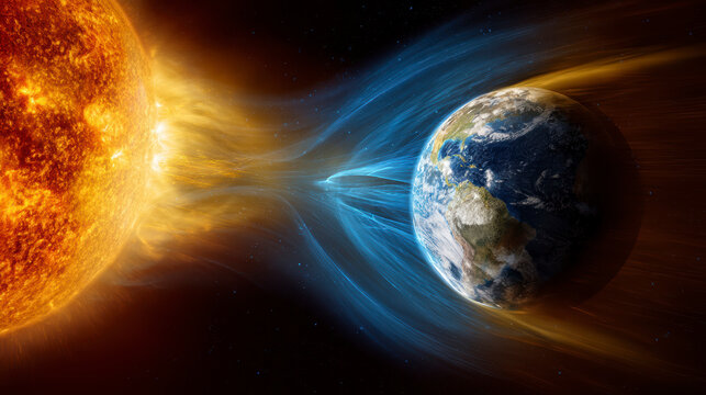 Solar Storm Impact on Earth Magnetosphere &ndash; AI Generative