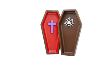 3D Rendered Coffins with Cross and Spiderweb - Halloween