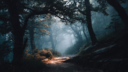 Obraz premium Misty Forest Path