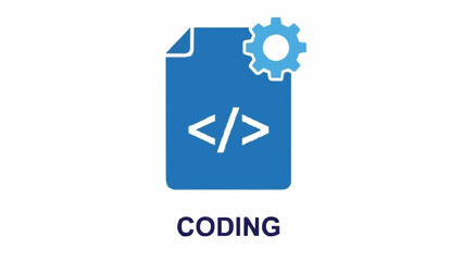Obraz premium Coding icon representing software development process with computer screen and lines of code symbol for programming language website development application building