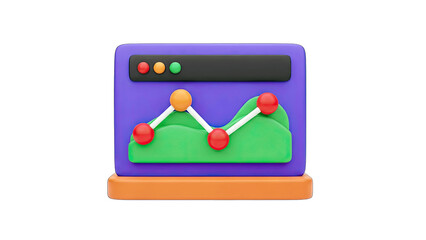 3D Rendered Chart Displaying Data Analysis on White Background