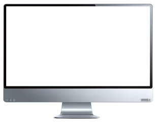 a computer monitor with a white screen, transparent background.