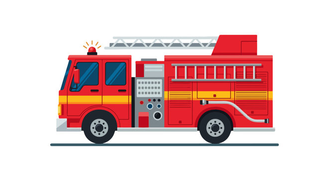 Fire Truck Vector Illustration &ndash; Emergency Firefighter Vehicle for Safety and Rescue Design