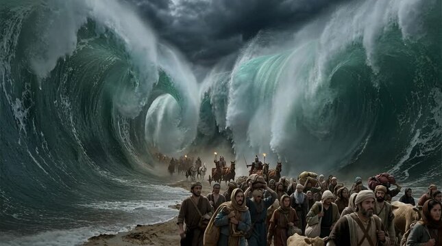 Pharaoh and His Chariots Overwhelmed in the Sea While Chasing the Israelites