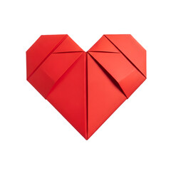 Origami red heart in geometric folds
