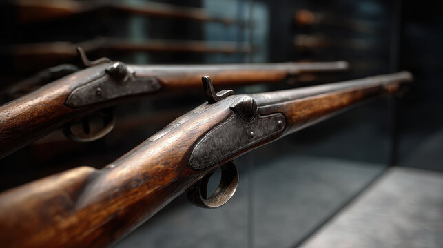 Vintage rifle antique firearm museum display metal trigger