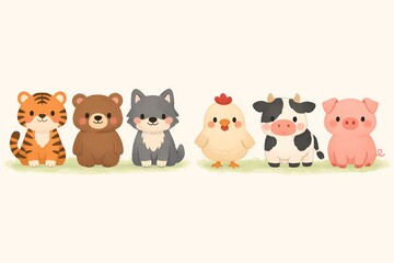 Fototapeta premium A cute illustration comparing carnivorous and herbivorous animals. Visual reference explaining food chains diet differences and why humans commonly consume herbivores instead of predators.