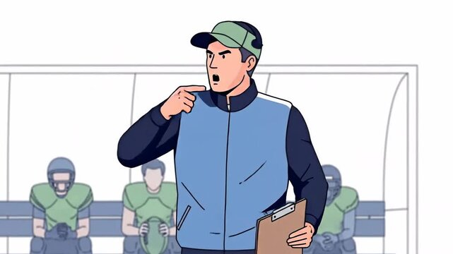 Coaching an Athlete on the Sideline during a Team Huddle on the Field