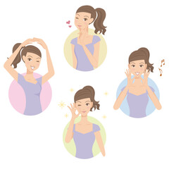 上半身の女性の色々な表情のアイコン