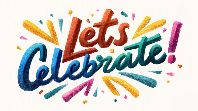 lets celebrate hand lettering, celebration typography quote design, festive hand drawn lettering
