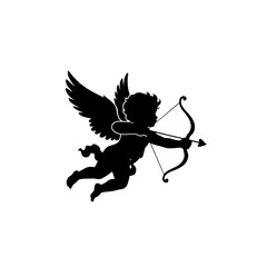 Fototapeta premium Mythical Love Angel Silhouette with Bow Arrow