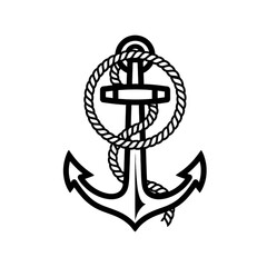 Nautical anchor with rope
