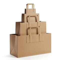 Stack of paper bags isolated on white background