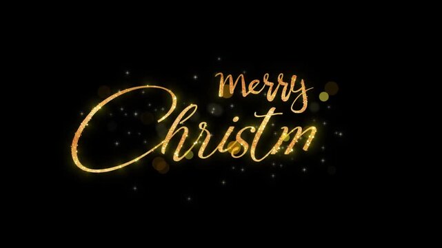 Merry Christmas Gold Animated Text in transparent background, lettering with alpha, for banner, social media feed wallpaper stories sale
