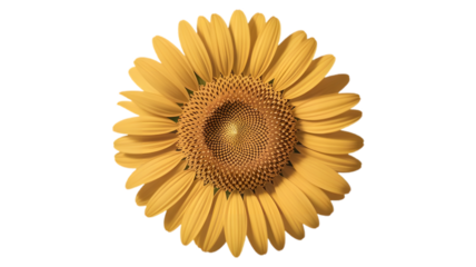 Golden Sunflower Bloom Isolated on Transparent Backdrop Bright Blossom