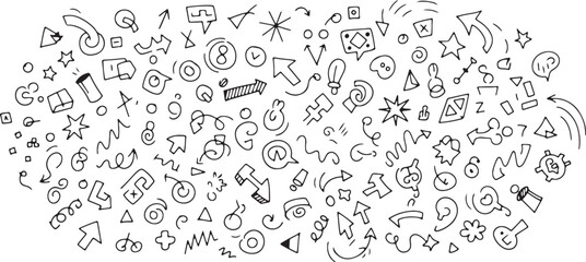 Fototapeta premium black and white doodle icons collection.