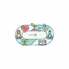 Holistic wellness and personal development cycle illustration isolated on white background