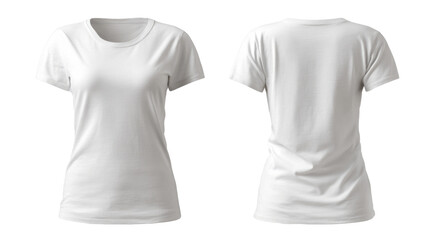 Woman fitted t-shirt mockup front and back,  white studio light