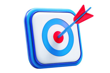 Icon hit by stylized digital dart, minimalistic on white background